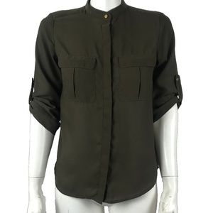 H&M Olive Green Button Up Shirt Size 8